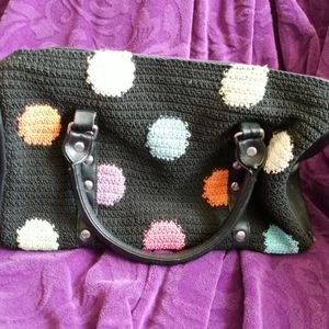 Leather and crochet Satchel bag